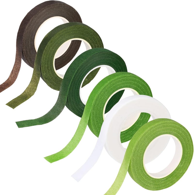 SOCNITC 6 Rolls Floral Tape, 1/2" by 180 Yard Green Flower Tape, Flower Tape for Bouquet Stem Wrap Floral Arranging Craft Projects Corsages, Wedding Bouquet - Image 1